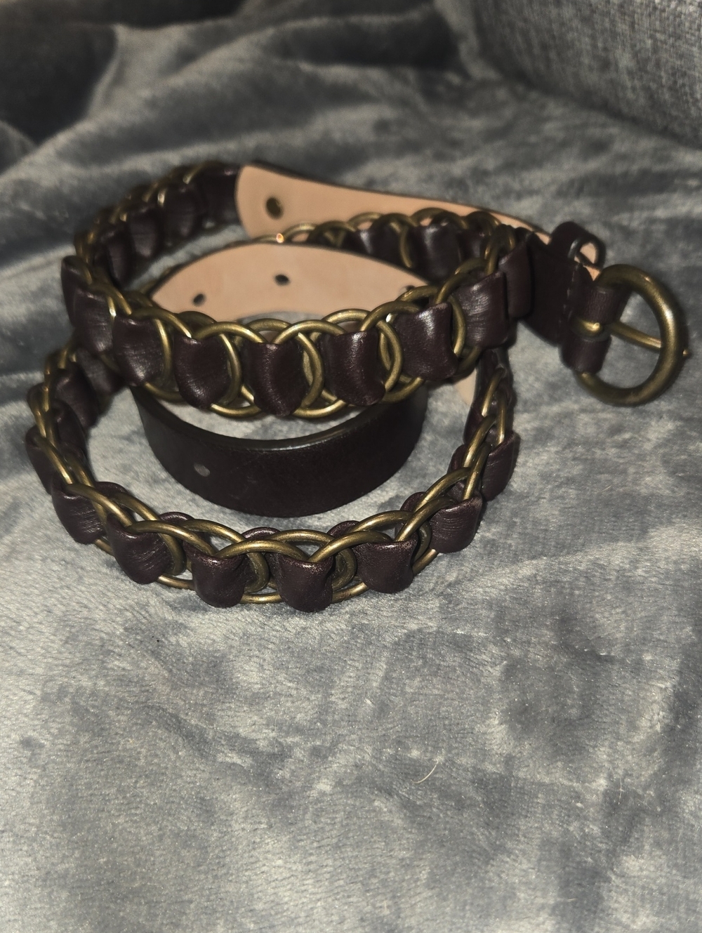 Talbots-Genuine Leather Btown/Chain Belt-Size Small